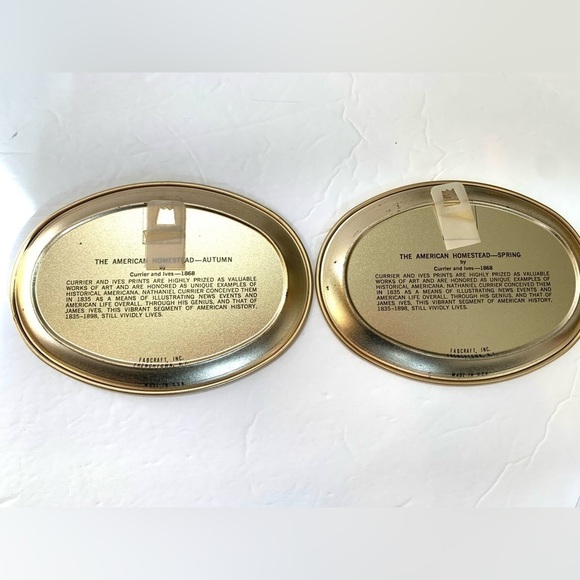 2 Vintage Currier and Ives Seasons 6” Hanging Plates: Autumn and Spring - Picture 2 of 5